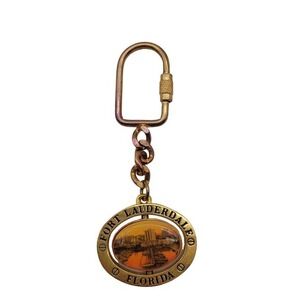 Vintage Ft‎ Lauderdale Florida Spinner Keychain with Spinning Center Souvenir